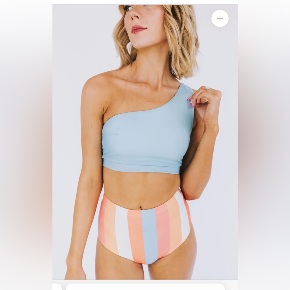 One Loved Babe Blue and Striped Bikini